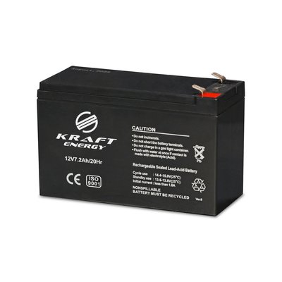 Акумуляторна батарея 12В 7.2Аг Kraft 12V7.2Ah/20Hr AGM свинцево-кислотна (44-00054) 44-00054 фото