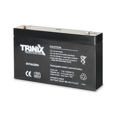Акумуляторна батарея 6В 7Аг Trinix 6V7Ah/20Hr AGM свинцево-кислотна (44-00057) 44-00057 фото